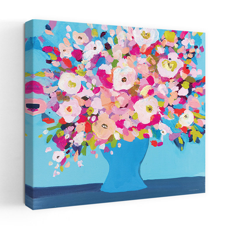 Art contemporain abstrait floral, H 18 po x l 18 po