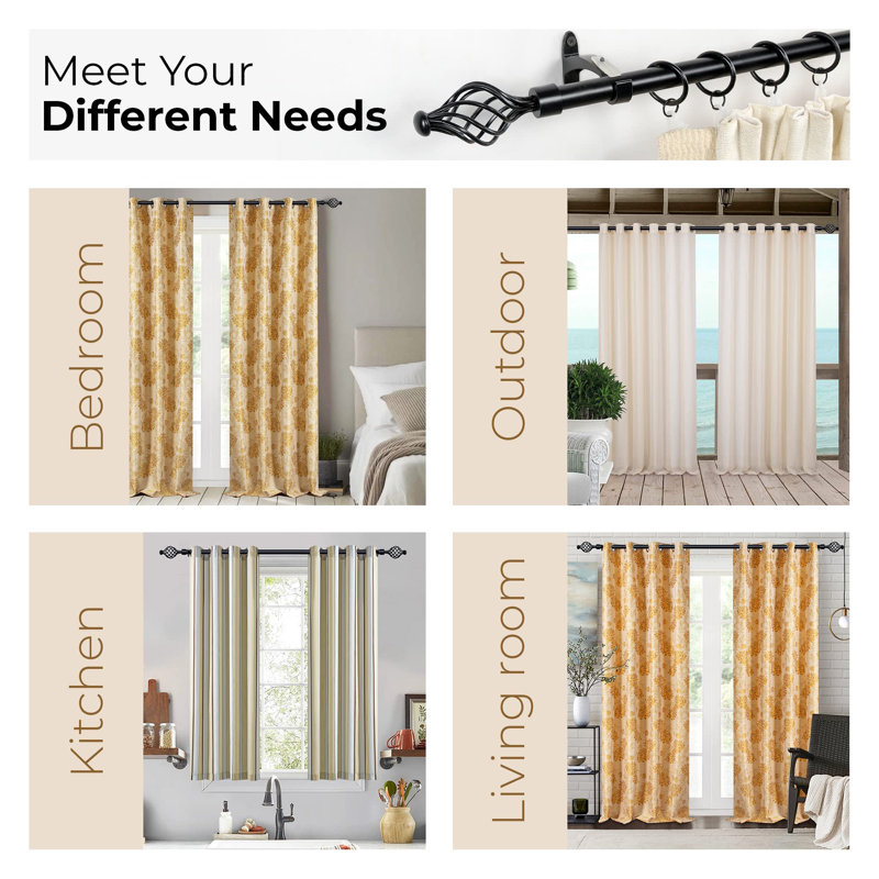 Caillo Matte Black Curtain Track/Rail, 304cm