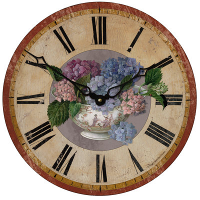 Pettie Hydrangea Motif Wall Clock - 36cm