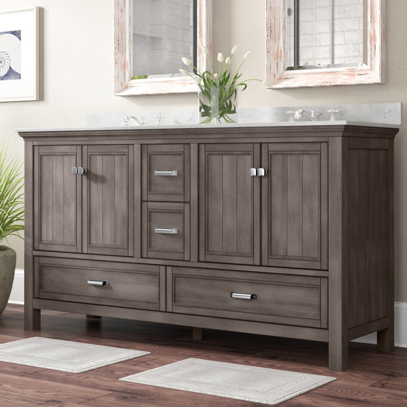 Melgar 60'' Double Bathroom Vanity Base Only, Distressed Gray