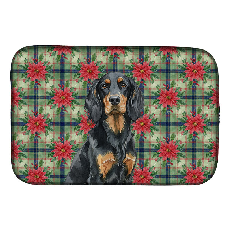 Tapis à vaisselle Gordon Setter Christmas PoinsettIas
