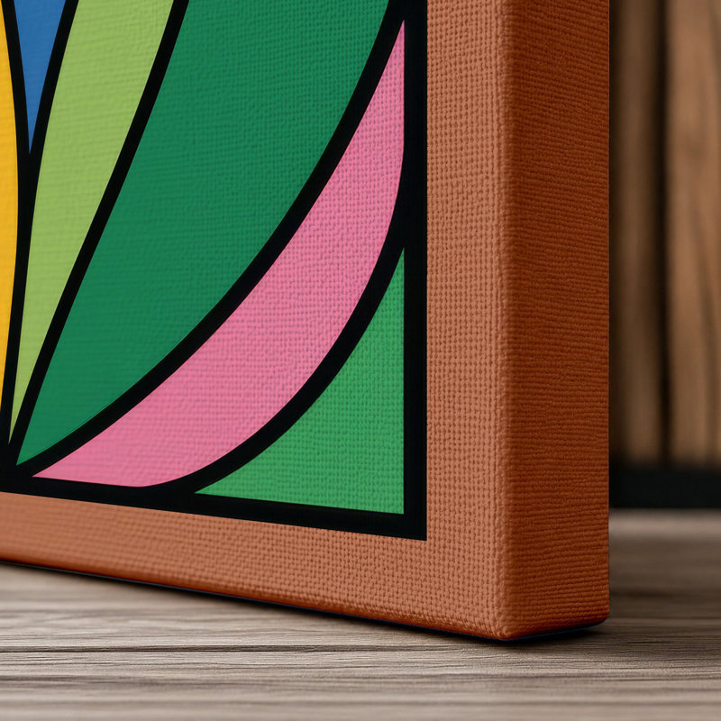 Petals and Geometry Geometric 1 Piece Wrapped Canvas Wall Art, 36x24 - 91.4 x 61.0 cm, Terracotta Border