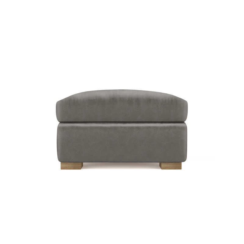 Horatio Upholstered Ottoman, Weathered, Vintage Leather Pumice