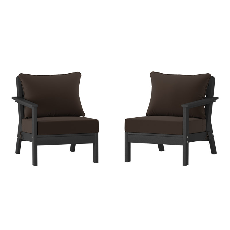 Deep Seating Set With Cushions, Black, Brown
