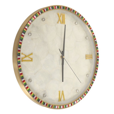 Horloge murale rétro unique, silencieuse et résistante à la rouille, suspendue pour le salon, la chambre à coucher, la couleur du strass, très grande (40 cm)