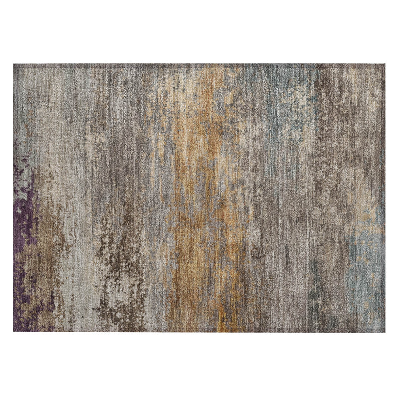 Machine Washable Indoor/Outdoor Xhevrie Brown Rug, Rectangle 1'8" x 2'6"