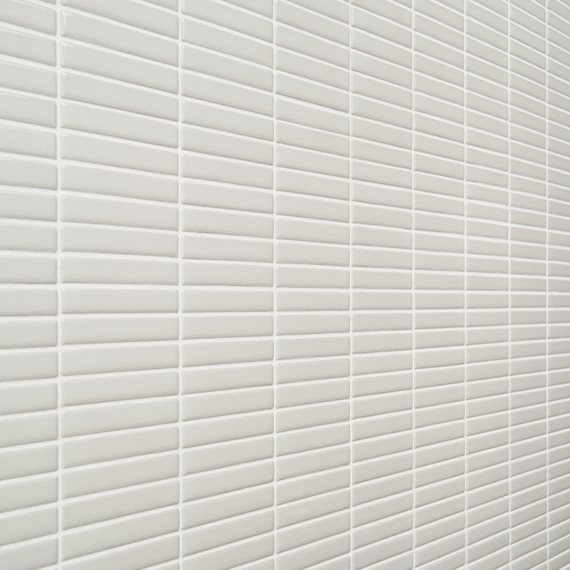 Monogram Stacked 11.19 In. X 11.9 In. Glossy Porcelain Mosaic Floor And Wall Tile (0.92 Sq. Ft. / Each), White
