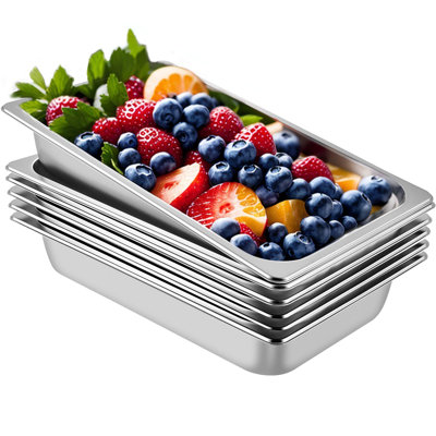 Paquet de 6 casseroles de table à vapeur 20,9 po x 12,8 po x 3,9 po Casserole à vapeur profonde Pleine grandeur 13L