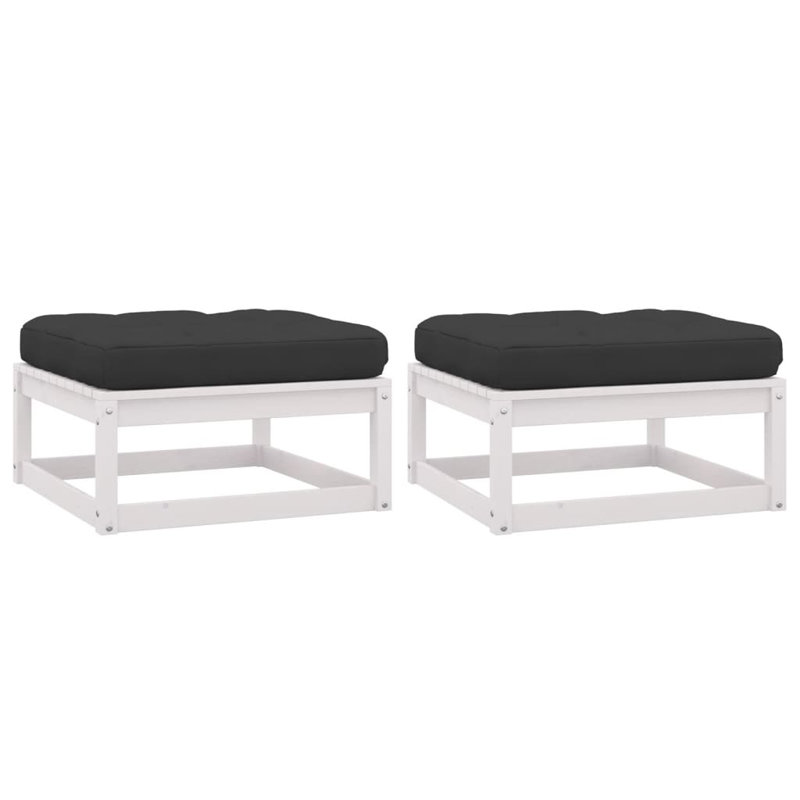 Repose-pieds d'extérieur en pin, Blanc / Gris