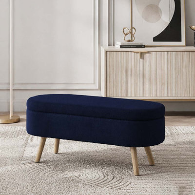 Banc de rangement avec repose-pieds ovale