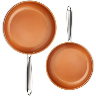Gotham Steel 10'' and 11'' Stainless Steel 2 Piece Fry Pan Set with Stay Cool Handle
