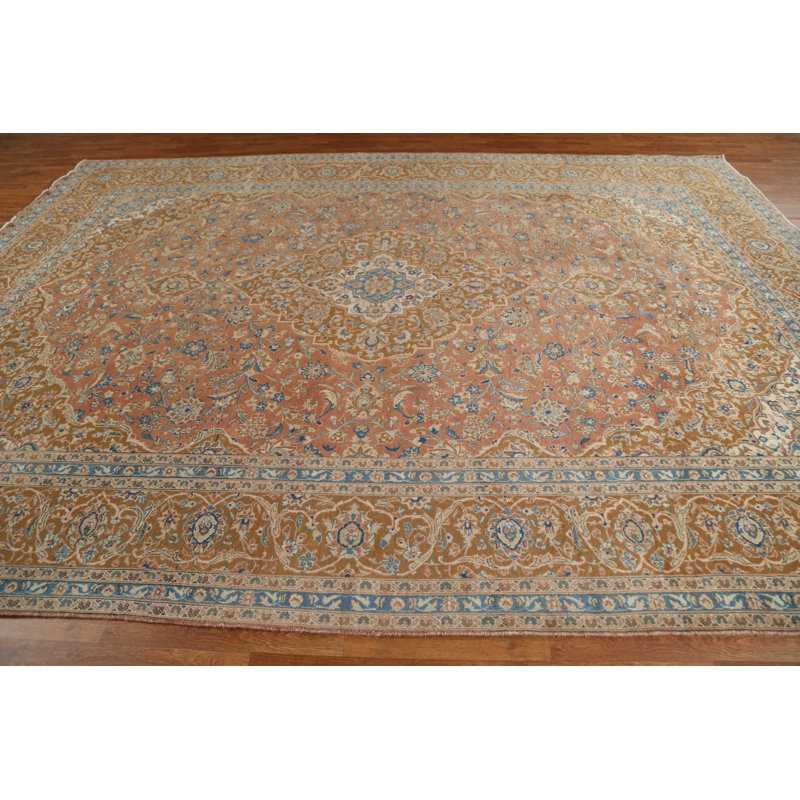 Tapis persan traditionnel Kashan noué à la main 9 x 13