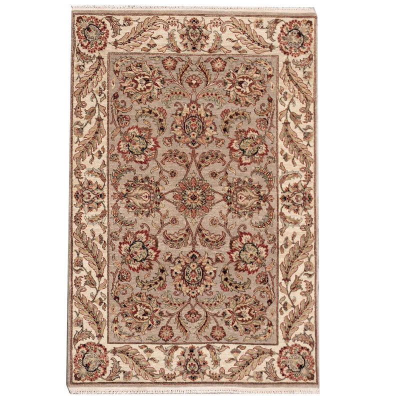 Tapis ivoire et chameau noué à la main de haute qualité