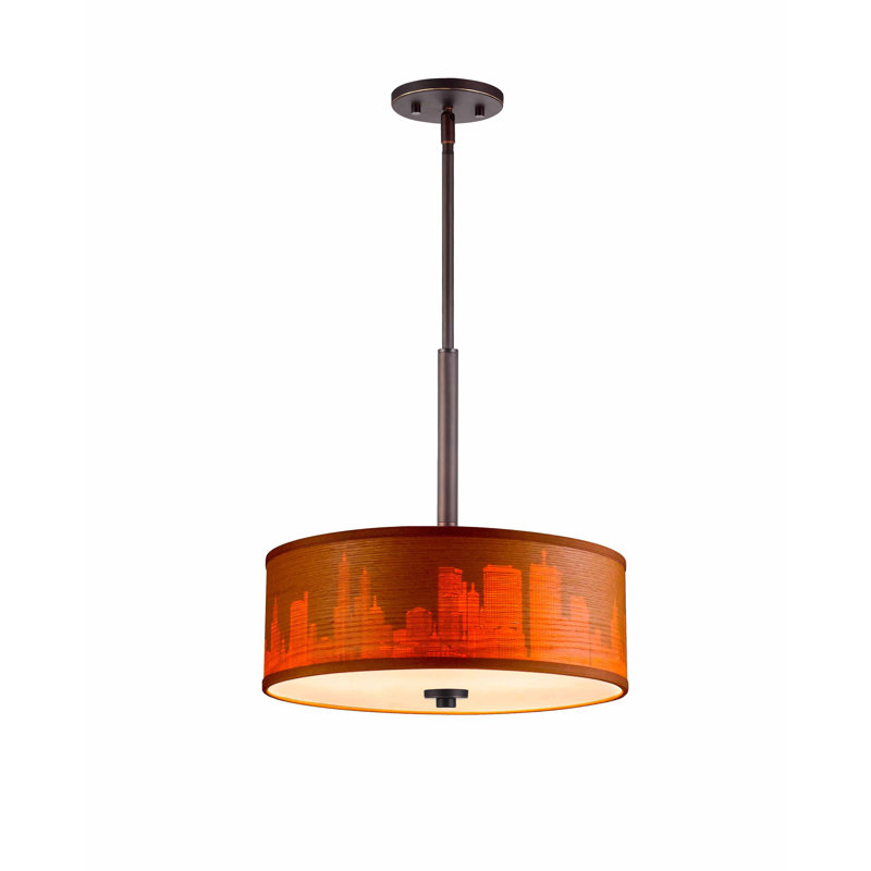 Ahmia 3 - Light Dimmable Chandelier, Bronze, Brulee - Cityscape, 13" H x 14.5" W x 14.5" D