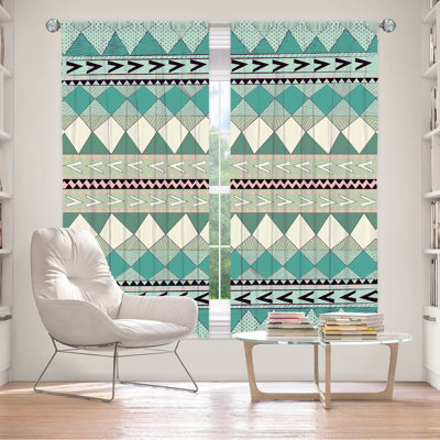 Ensemble de 2 rideaux doublés pour fenêtre par Nika Martinez - Mint Native Forest
