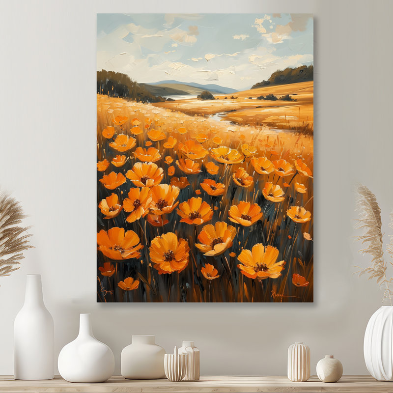 Décoration murale jaune renoncule fleur jaune II - boutons d'or, Métal métal, H 44 po x l 34 po x P 1,5 po