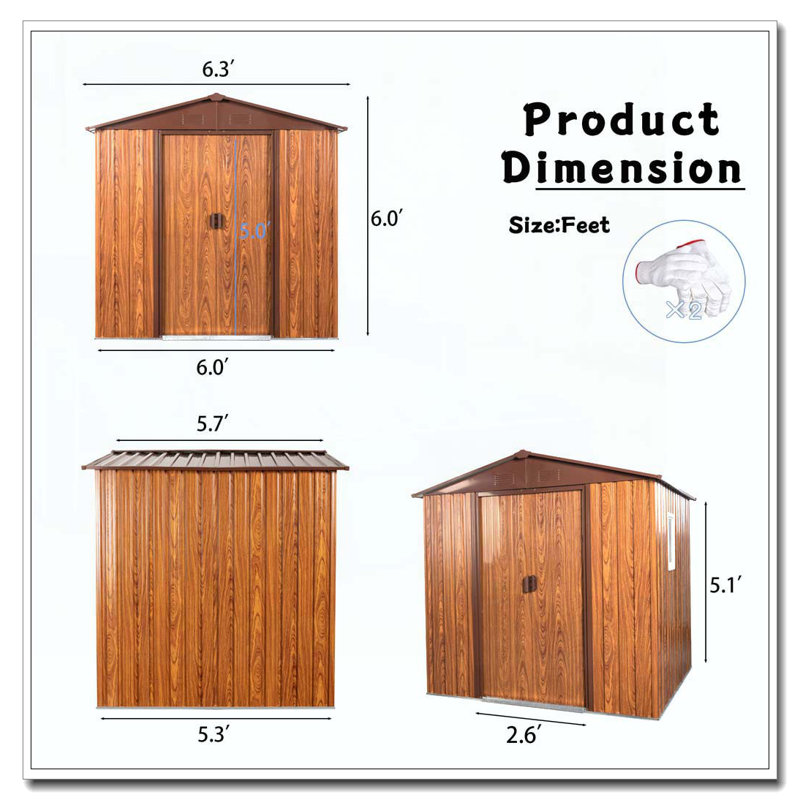 6ft x 6ft Outdoor Metal Storage Shed with Metal Foundation ,With window