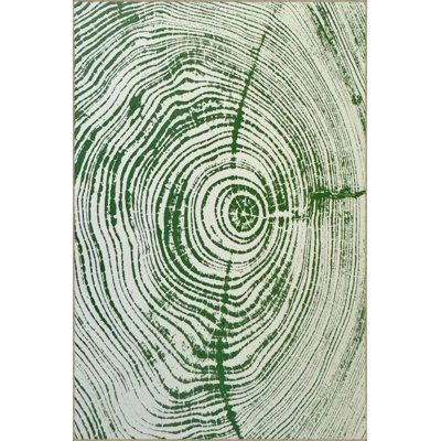 Green Log Painted Themed Woven Base Carpet And Washable Carpet