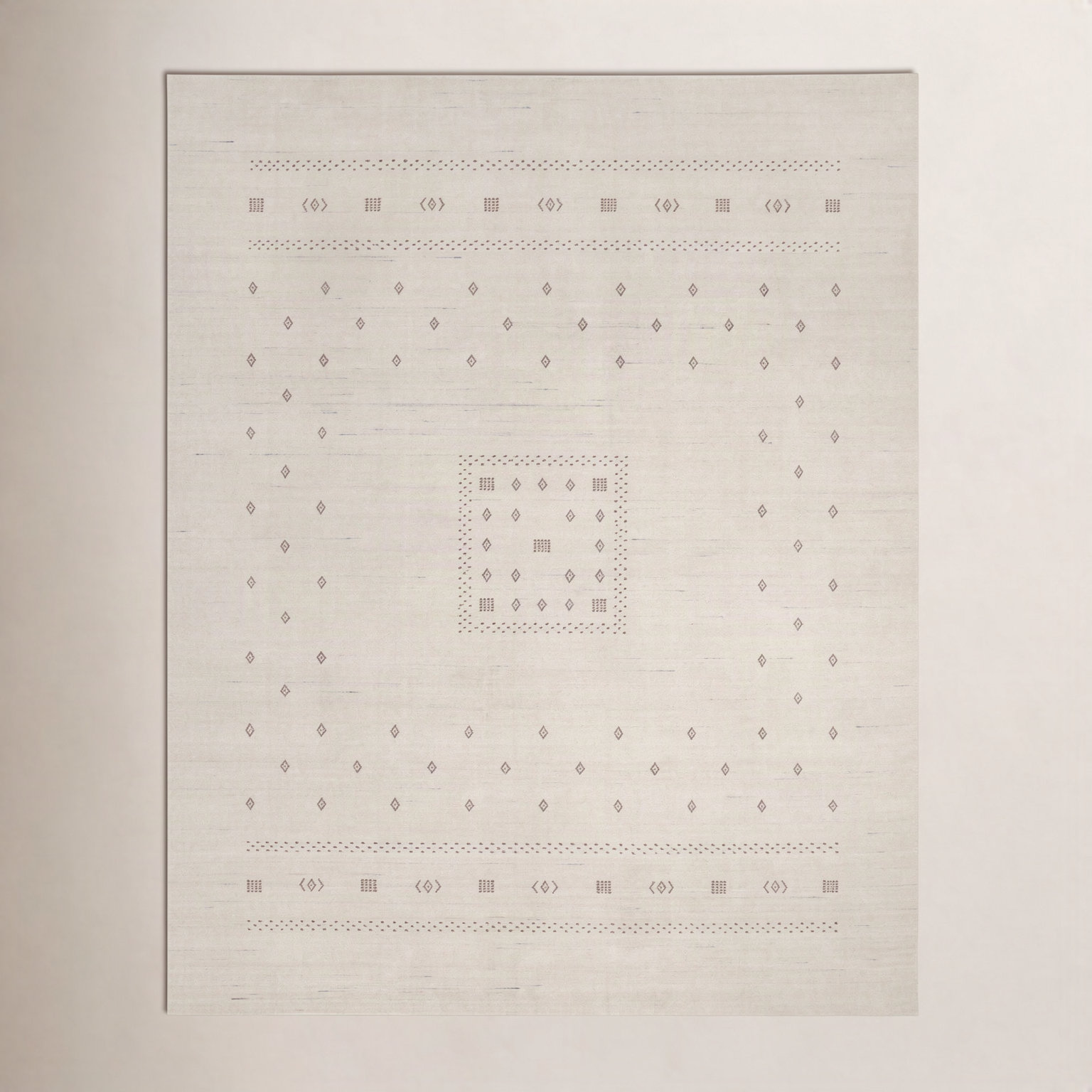 Simi Hand-Woven Geometric Cotton Wool Rug, Snow, Rectangle 3' x 5'