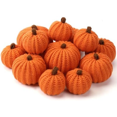 Ensemble de 12 citrouilles d'automne au crochet faites à la main avec des décorations d'Halloween de 2,36, 3,15 et 4 pouces