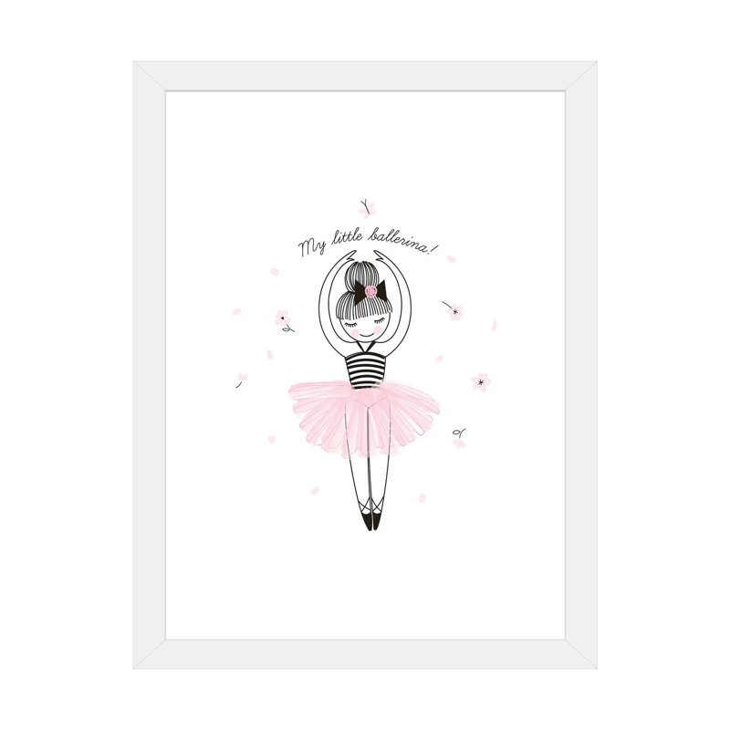 My Little Ballerina - impression d'art graphique, H 24 po x l 16 po x P 1 po, Papier encadré blanc, Blanc