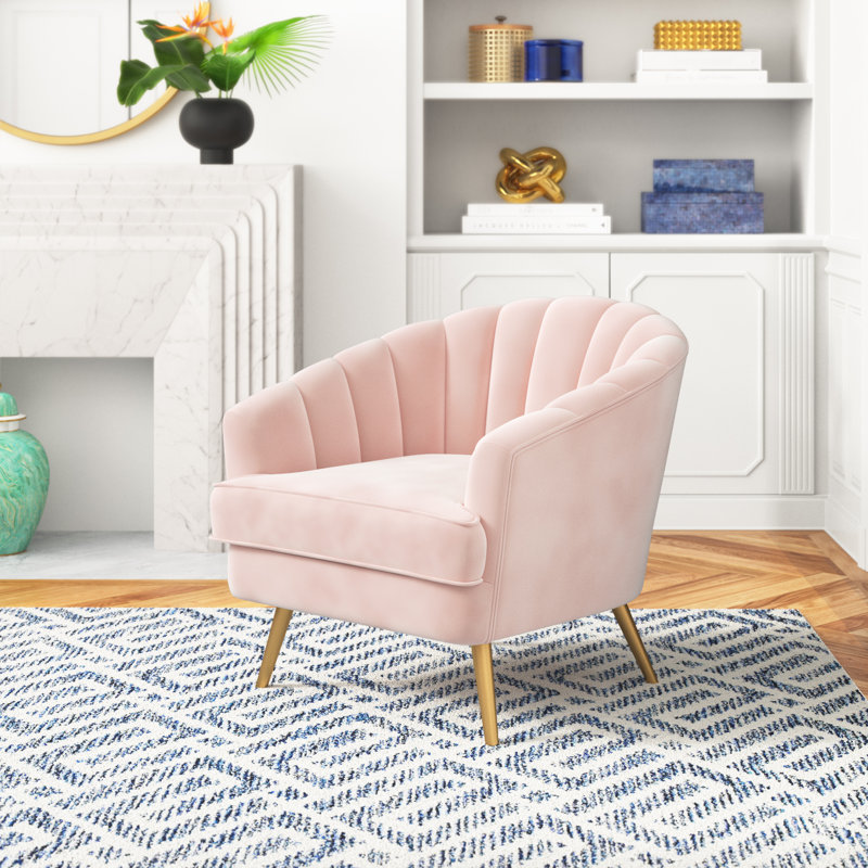 Fauteuil demi-tonneau en velours 32,5 po