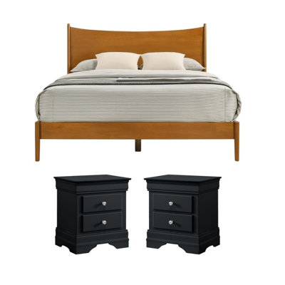 Barvelle Solid Wood 3 Piece Bedroom Set