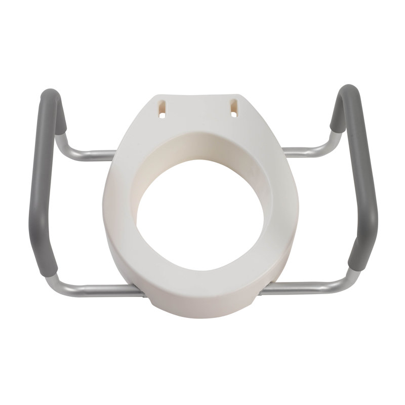 White Elevated Toilet Seat Riser with Padded Arms