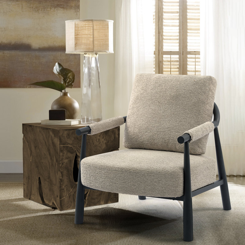 Boucle Accent Lounge Chair Plush Modern Armchair, Beige