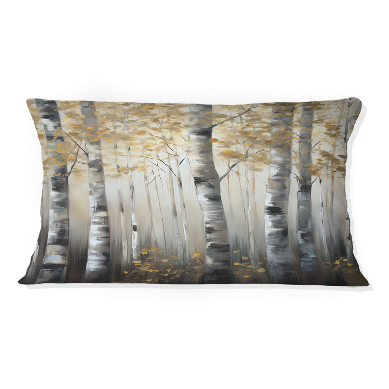 Birch Tree Forest Wonderland V - Tree Printed Throw Pillow