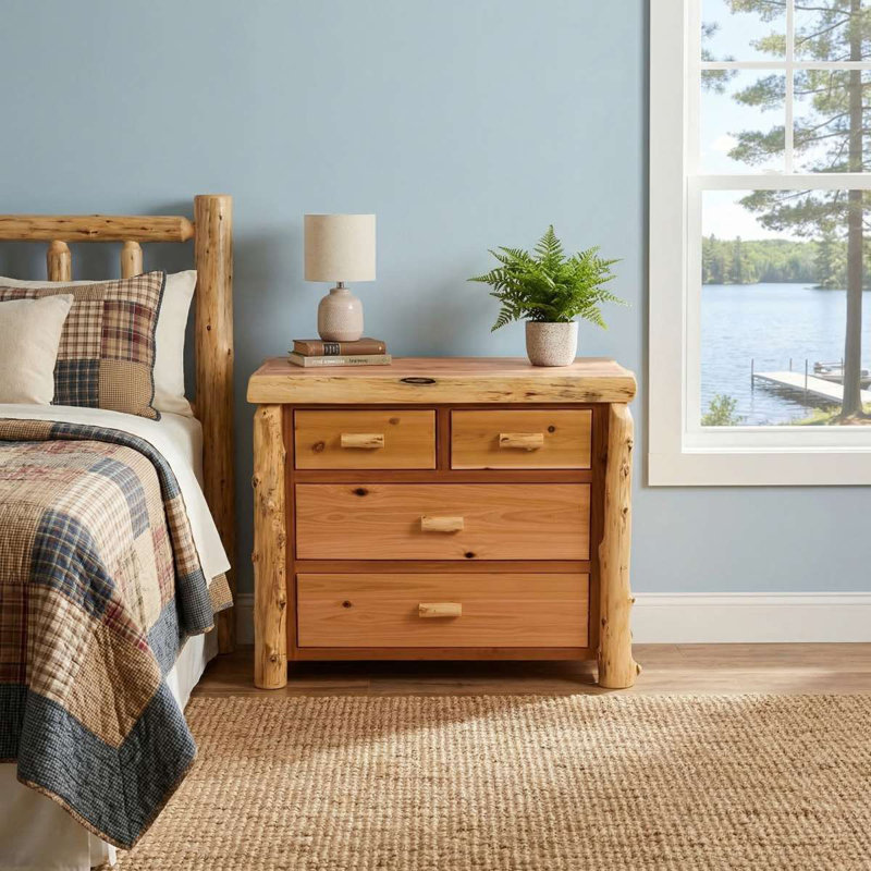 Fireside Lodge Cedar Log à quatre tiroirs pour petit garçon - rétro - ligne standard, Rétro