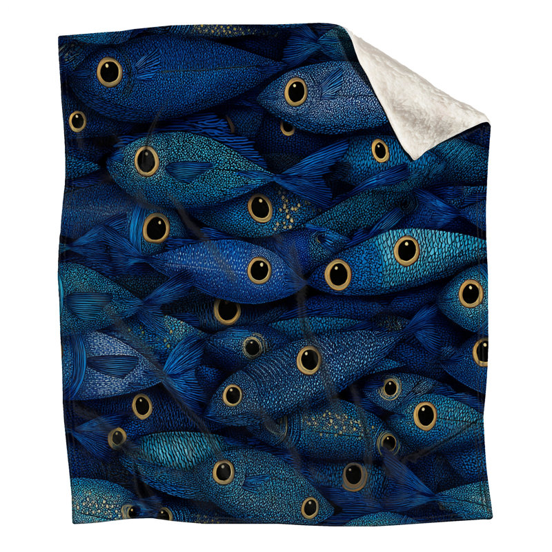 Jeté en molleton poisson, 50in W x 60in H