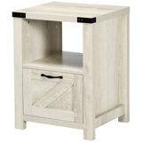HOMCOM Farmhouse End Table, Rustic Side Cabinet With Storage, Small Side Table With Drawer, Wood Effect Tabletop For Living Room, Oak