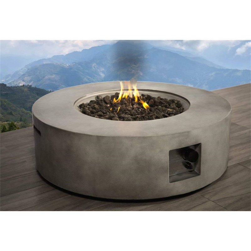 Fiber Reinforced Concrete Outdoor Fire Pit Table, 12" H x 36" W x 36" D