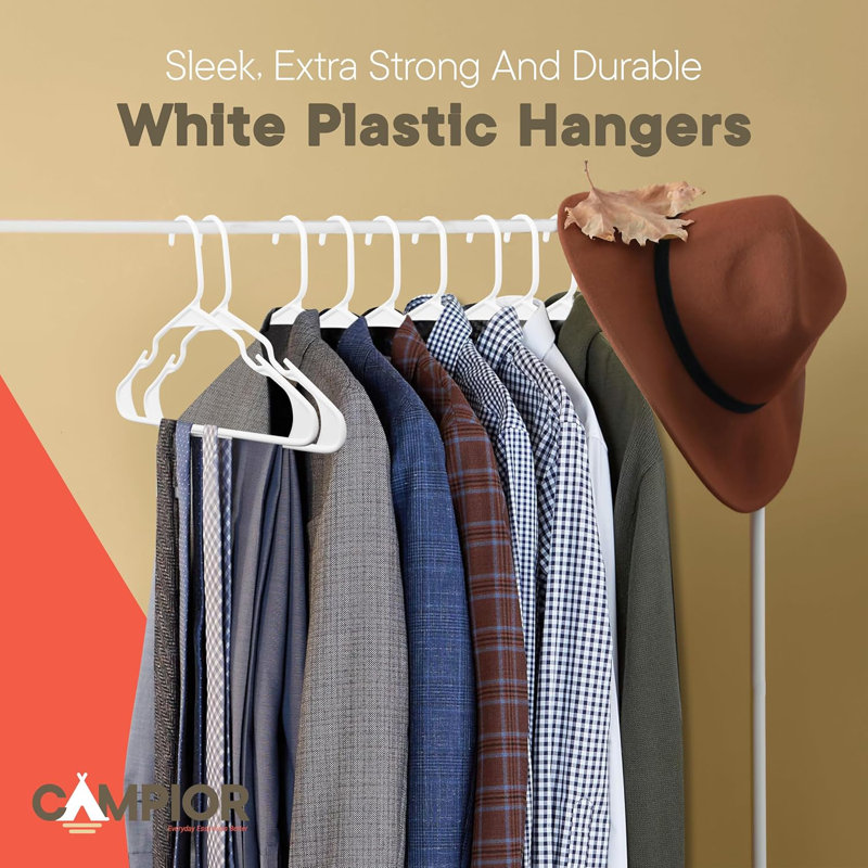 Ensemble de 5 cintres en plastique blanc - cintres en plastique robustes