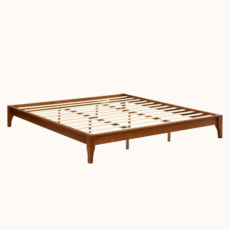 Lit plateforme en bois massif, Grand lit, Brun