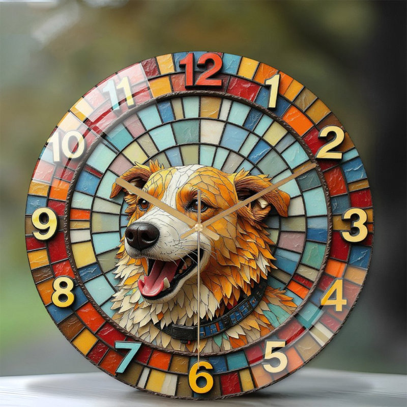 Horloge murale chien en résine