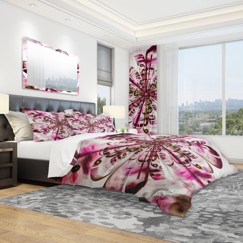 Ensemble de housse de couette à fleur digital perfect, Housse de couette très grand + 2 taies décoratives