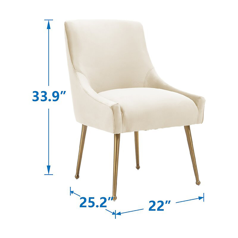 Johileny Velvet Side Chair, Beige Velvet