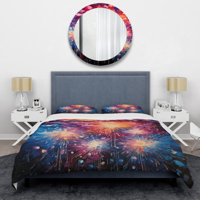 Ensemble de housse de couette Blue and Pink Fireworks Brilliance - Fireworks