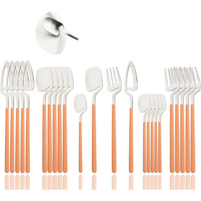 Ensemble de couverts 24 pièces en acier inoxydable, service pour 6 avec finition satinée, argenterie allant au lave-vaisselle pour un usage quotidien