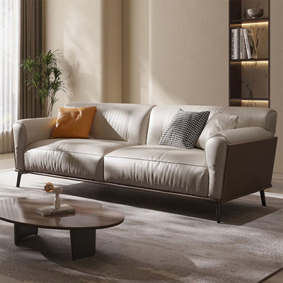 Causeuse-coussin standard en cuir véritable beige