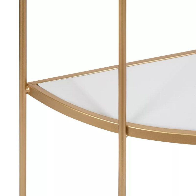 21" X 32" Tiered Decorative Wall Shelf White/Gold - Modern Metal Floating Shelf With Open Storage