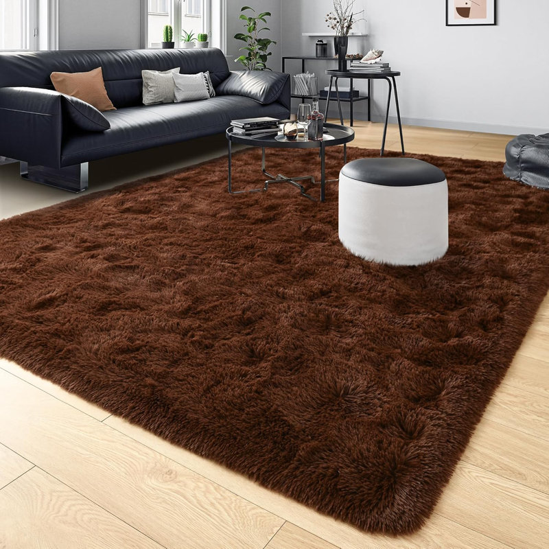 Solid Colour Shag Area Rug, Rectangle 122 x 183 cm 