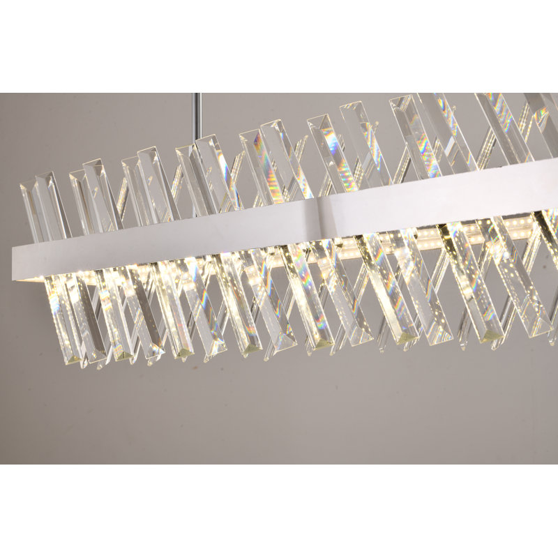 Lustre moderne moderne en cristal à DEL, Chrome, H 10 po x l 40 po x P 6 po