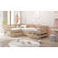 Lit plateforme simple en forme de L avec trois tiroirs de rangement, naturel