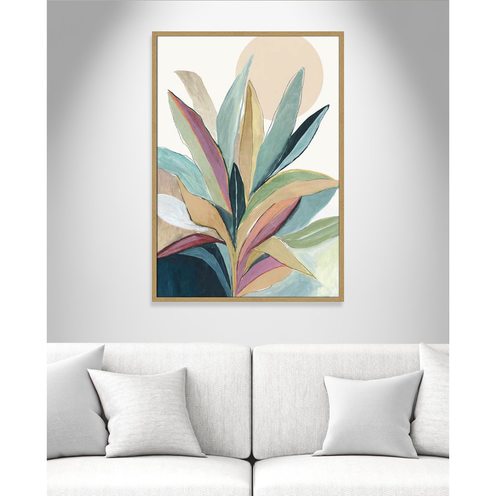 Sunny Bright Leaves I by Asia Jensen, Natural Slim Unmatted Picture Framed, 41.5" H x 29.5" W x 0.75" D
