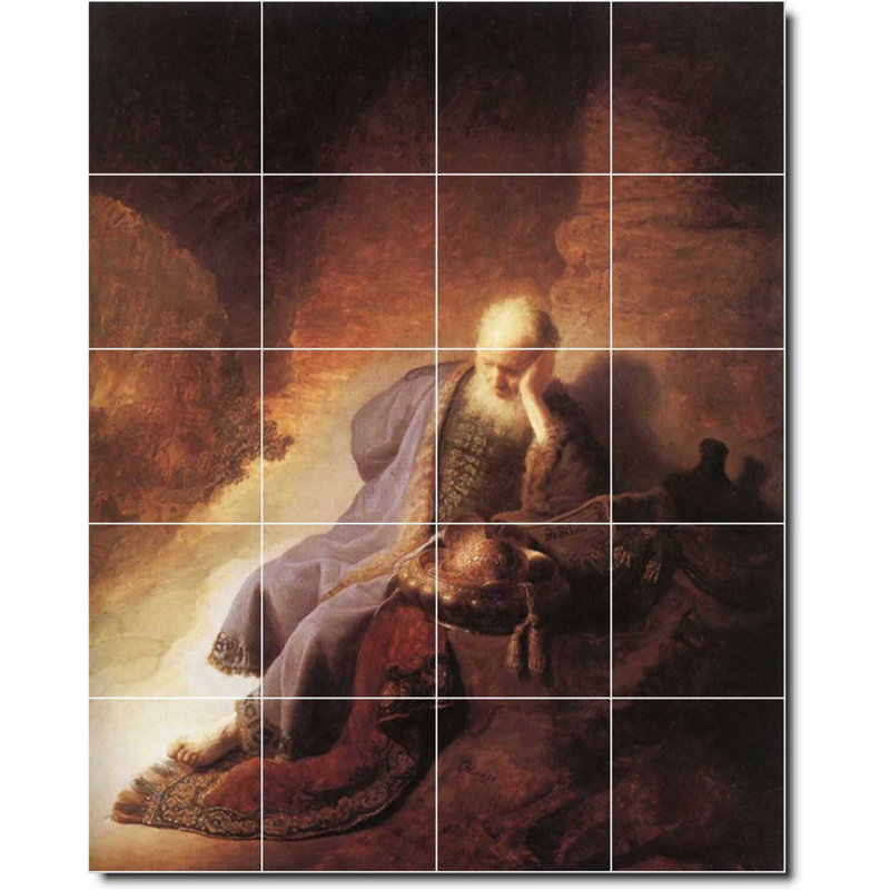 Carreau de céramique décorative 24 po x 30 po 6 po x 6 po, Carreau de peinture religieuse Rembrandt W07151
