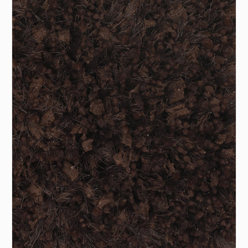 Tapis en polyester et viscose tissés à la main à poils longs Benson Authentic, Marron foncé, 5 pi x 7 pi 6 po