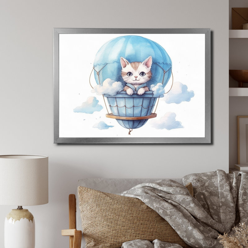 «Nursery Kitten Cuddles I», reproduction sur toile, H 16 po x l 32 po x P 1 po, Cadre photo argenté